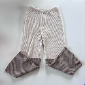 Nasty Gal Women's Large Knit Ribbed Lounge‎ Pants Cream Wide Leg High Waisted